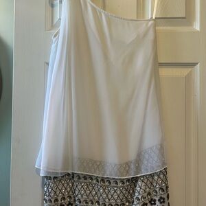 White off the shoulder mini dress with sequins